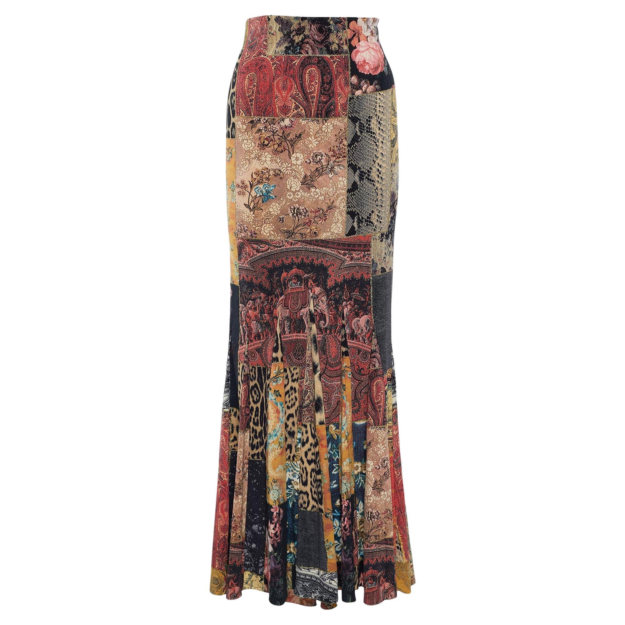 Roberto Cavalli Multicolor Silk Flared Skirt M