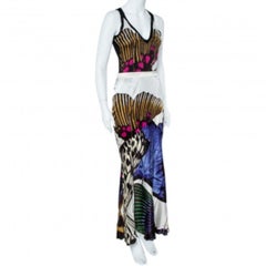 Roberto Cavalli  Multicolor Silk Skirt and Top Set M