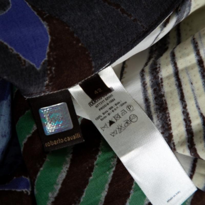 Black Roberto Cavalli  Multicolor Silk Skirt and Top Set M For Sale
