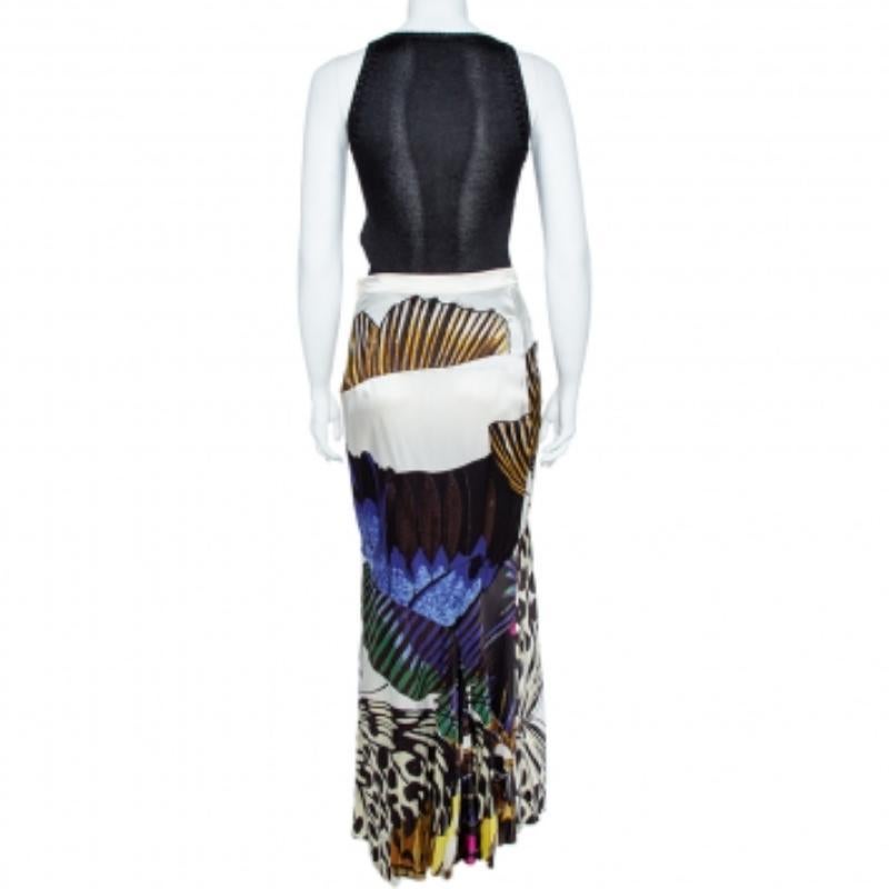 Roberto Cavalli  Multicolor Silk Skirt and Top Set M For Sale 1