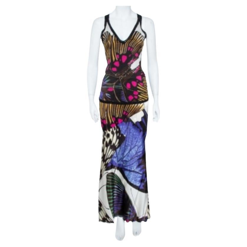Roberto Cavalli  Multicolor Silk Skirt and Top Set M For Sale
