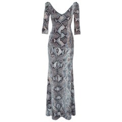 Roberto Cavalli Multicolor Snake Print Stretch Knit Top and Skirt Set S/M