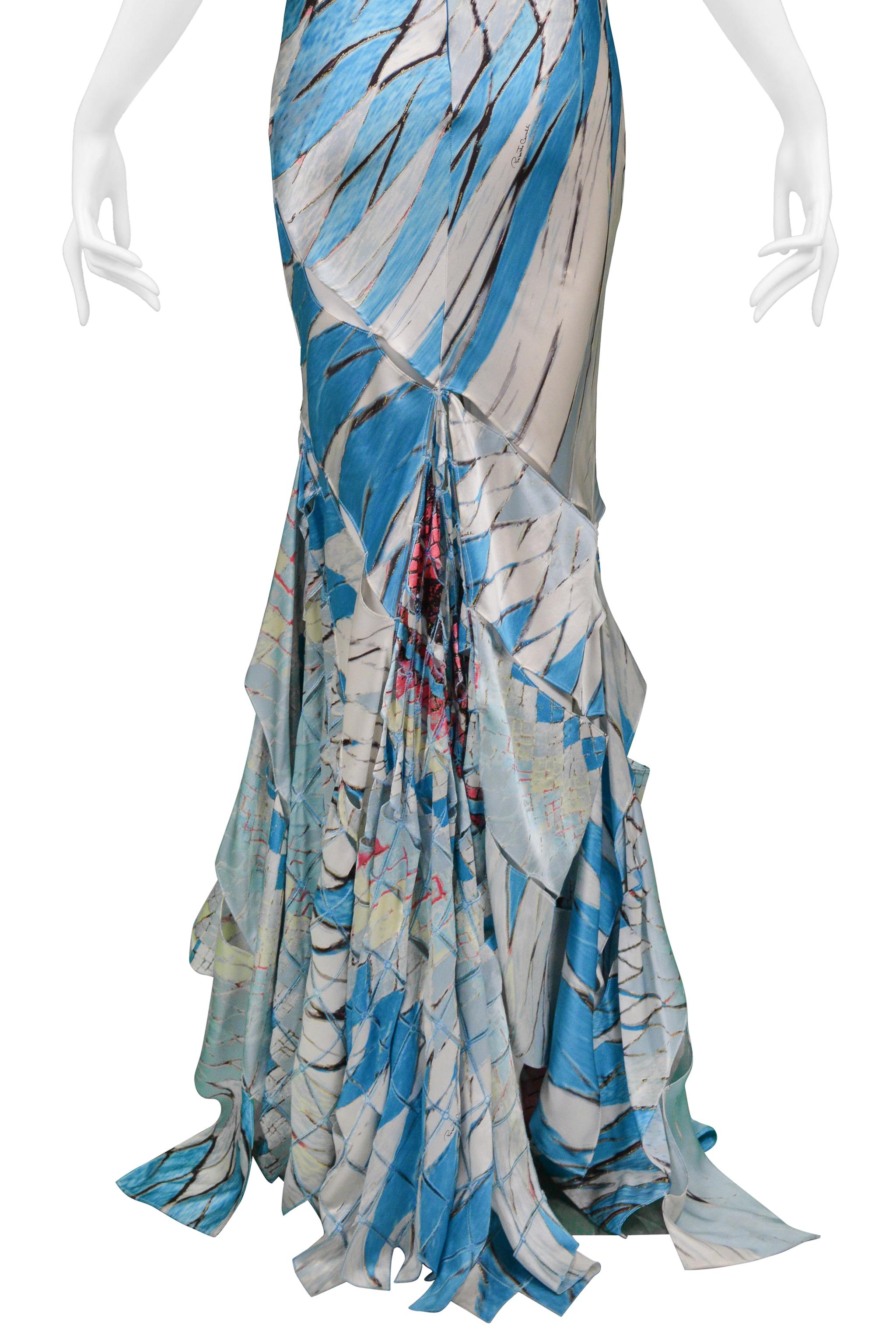 Roberto Cavalli Multicolor Stained Glass Print Gown With Cutout Slashes 2004 For Sale 5