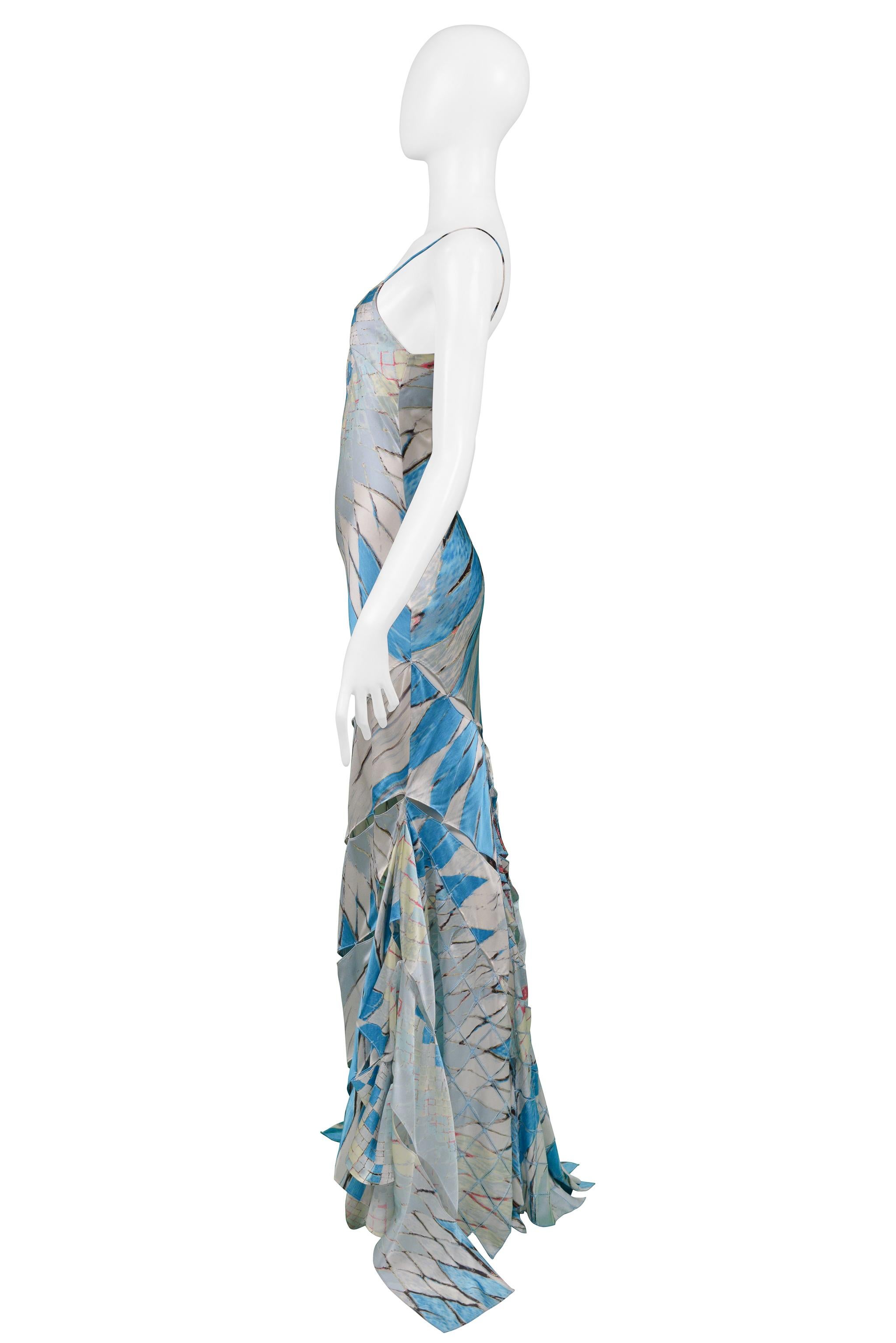 Roberto Cavalli Multicolor Stained Glass Print Gown With Cutout Slashes 2004 For Sale 2