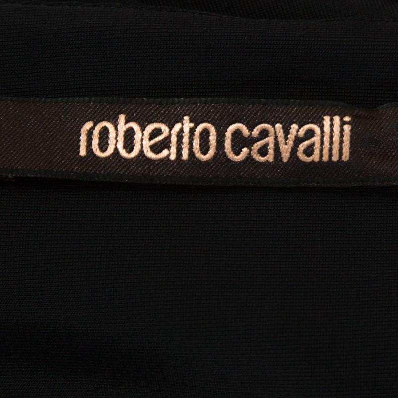 Roberto Cavalli Multicolor Stretch Jersey Draped V Neck Maxi Dress S In Good Condition For Sale In Dubai, Al Qouz 2