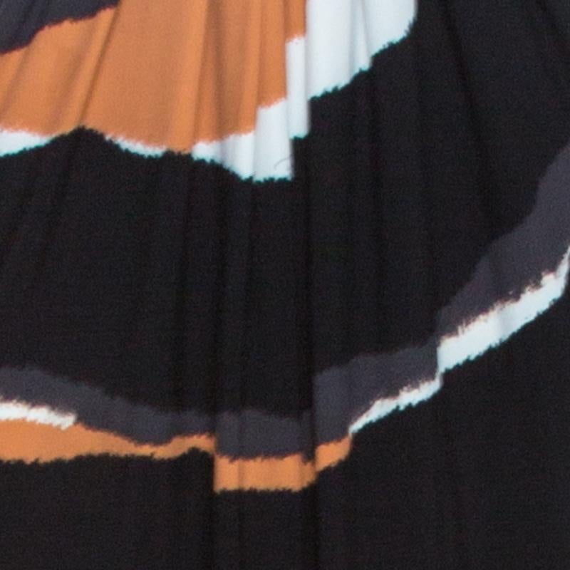 Roberto Cavalli Multicolor Stretch Jersey Draped V Neck Maxi Dress S For Sale 1