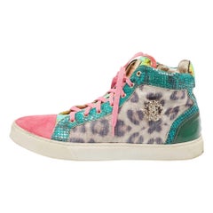 Roberto Cavalli Multicolor Suede and Fabric High Top Sneakers Size 38