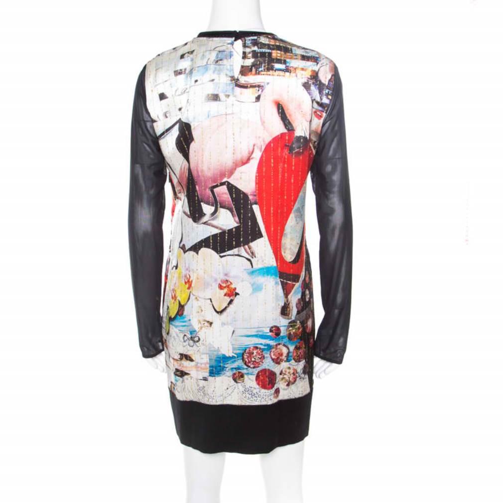 Roberto Cavalli brings you this beautiful dress designed with a colourful spread of pop art prints, a round neckline and long sleeves. Wedge sandals or sneakers will perfectly complete this dress.

Includes: The Luxury Closet Packaging, Price Tag,