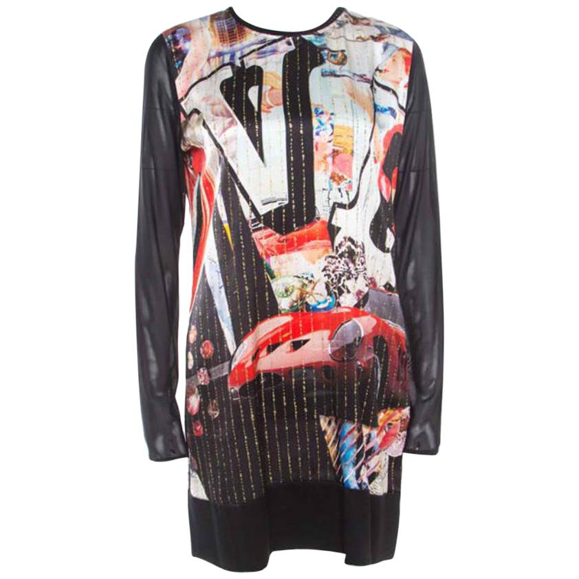 Roberto Cavalli Multicolor Vintage Pop Art Printed Silk Shift Dress M