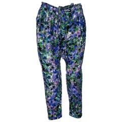 Roberto Cavalli Multicolored Printed Crepe Draped Pants S Roberto Cavalli Multicolored Printed Crepe Draped Pants S