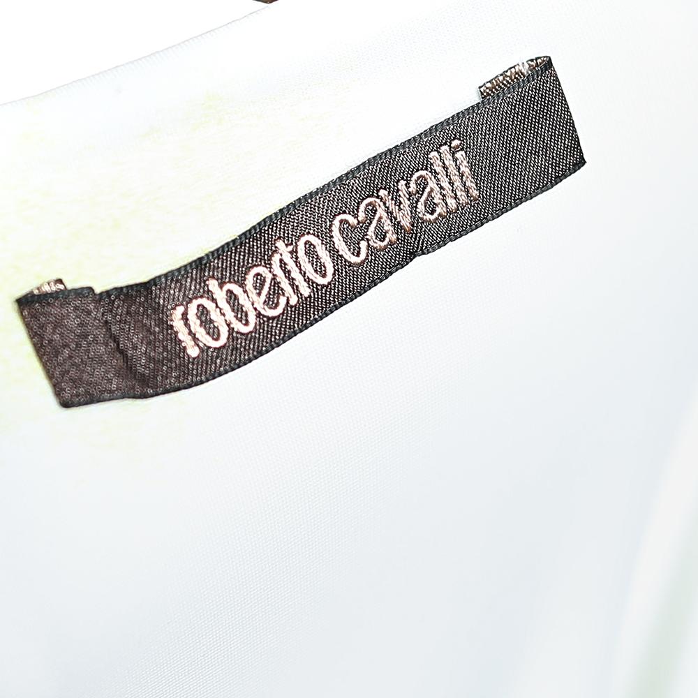 Roberto Cavalli Multicolored Printed Jersey Midi Skirt L For Sale 1