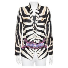 Roberto Cavalli Multicolored Printed Silk Single Breasted Blazer S Roberto Cavalli Multicolored Printed Silk Single Breasted Blazer S
