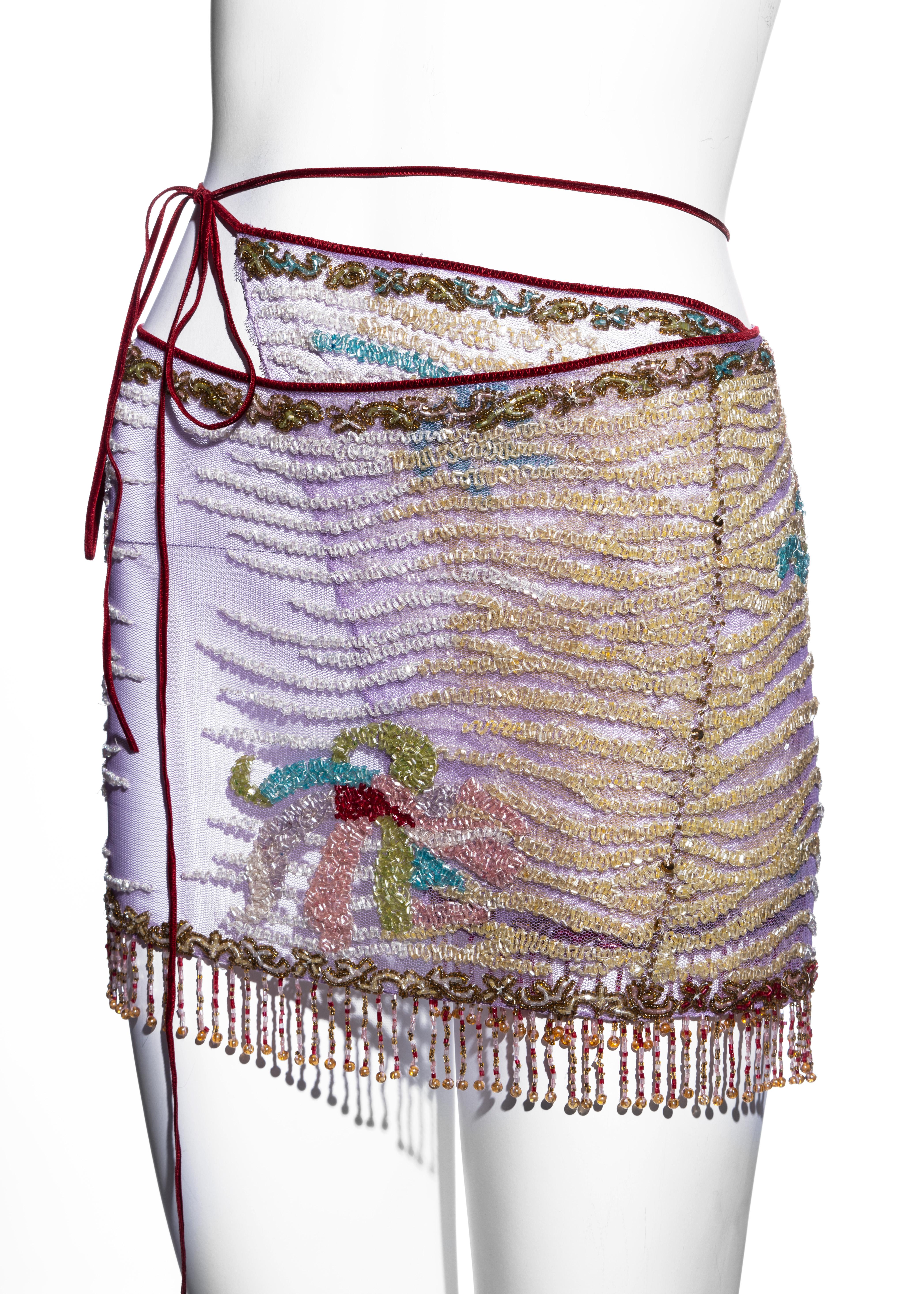 Roberto Cavalli - minigonna a portafoglio in rete con perline multicolore, ss 2000 In condizioni ottime a London, GB