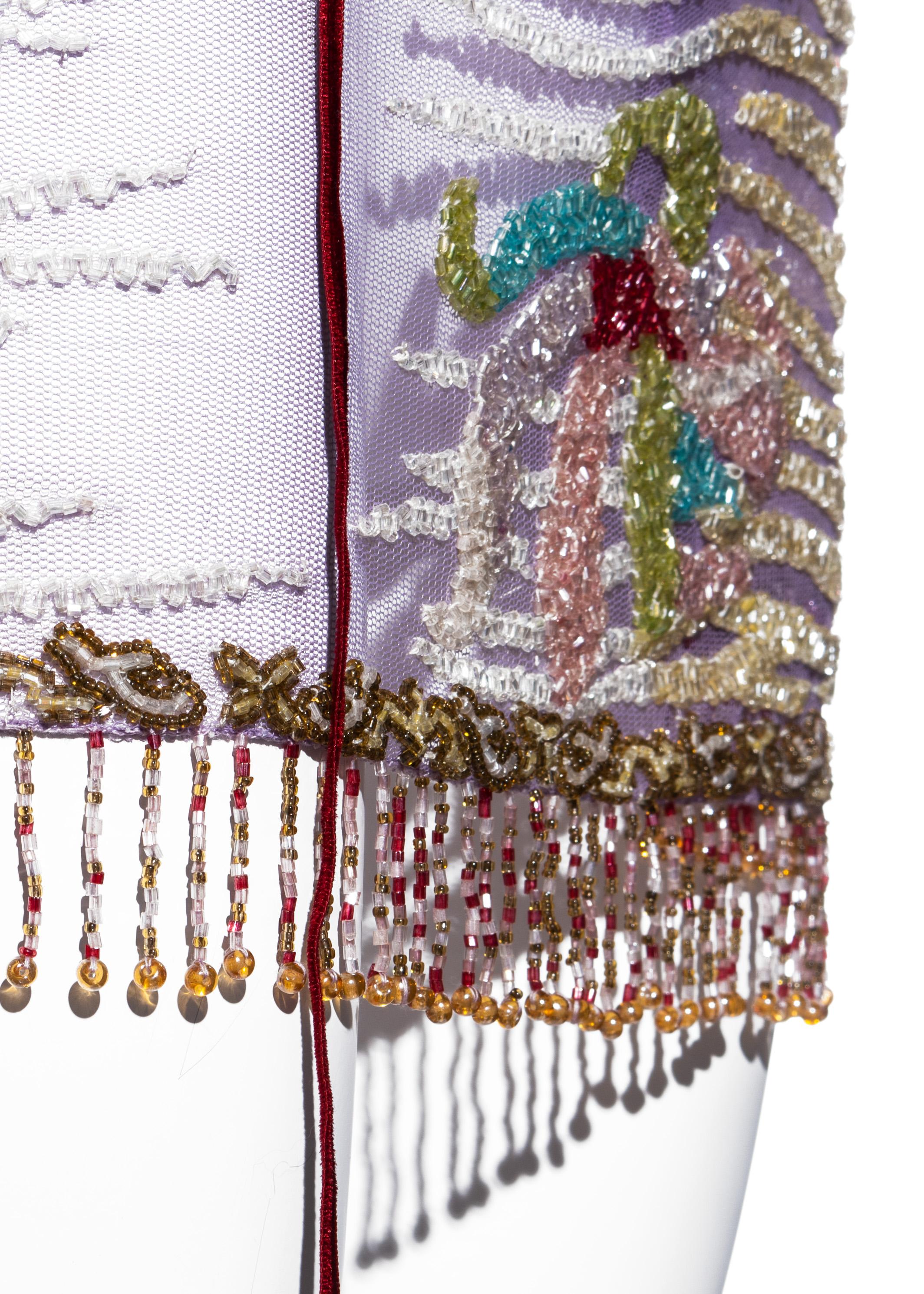 Roberto Cavalli - minigonna a portafoglio in rete con perline multicolore, ss 2000 1