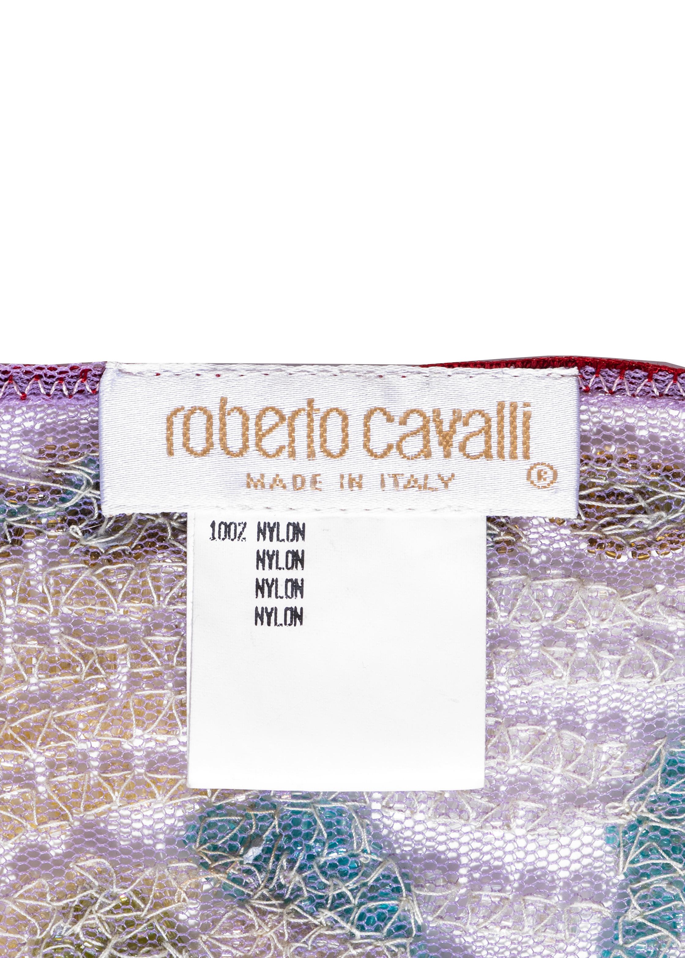 Roberto Cavalli - minigonna a portafoglio in rete con perline multicolore, ss 2000 3