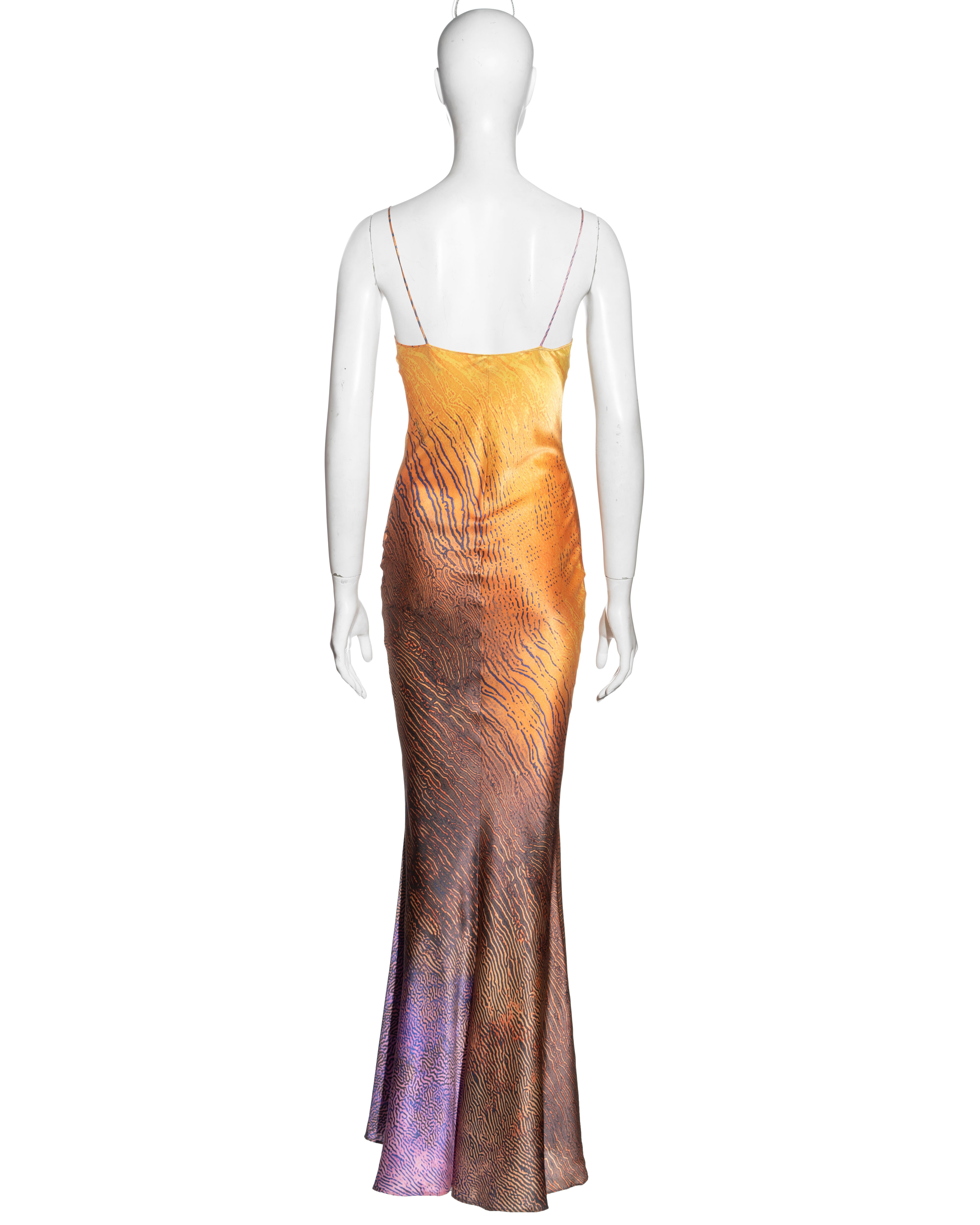 Roberto Cavalli multicoloured sunset bias cut silk evening dress, ss 2001 In Excellent Condition In London, GB