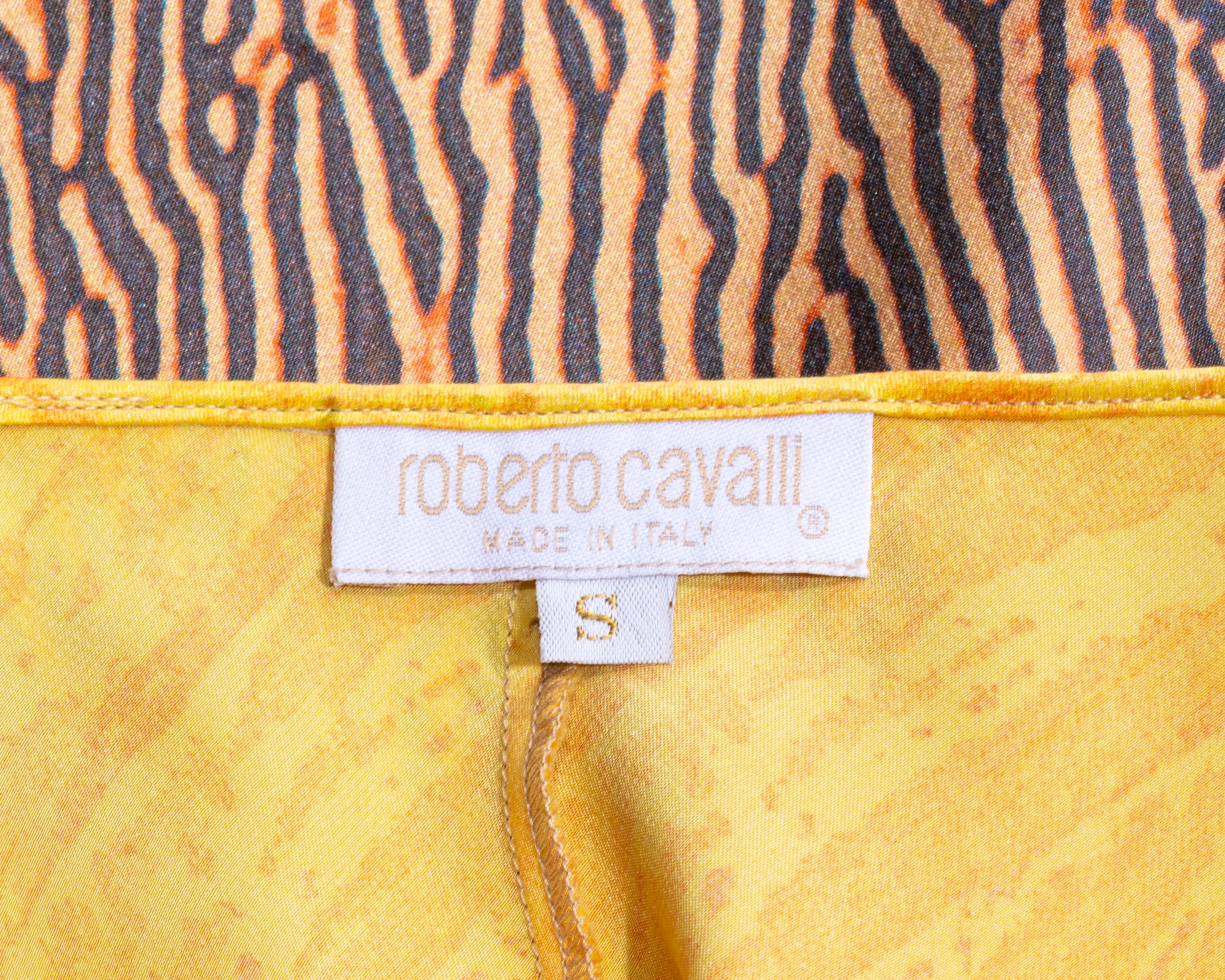 Women's Roberto Cavalli multicoloured sunset bias cut silk evening dress, ss 2001