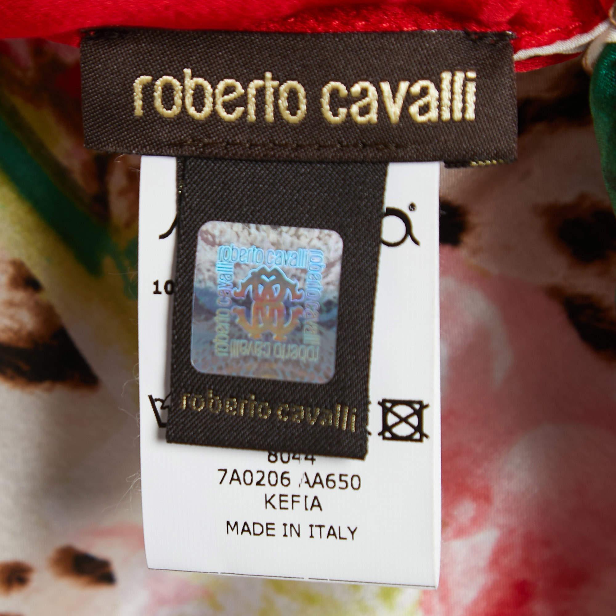 Women's Roberto Cavalli Muticolor Printed Satin Silk Kefia Scarf