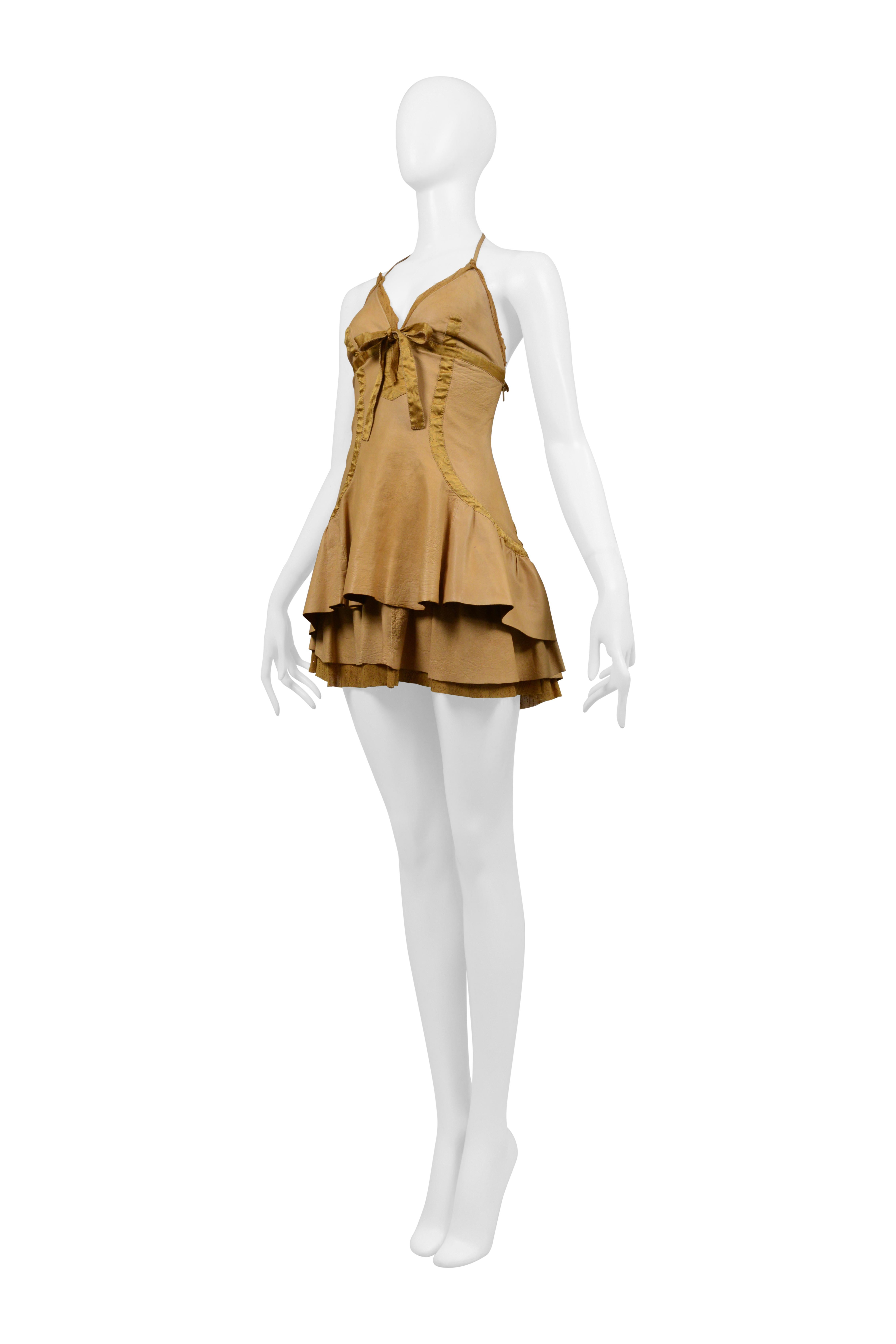 Roberto Cavalli Natural Leather Mini Dress For Sale 1