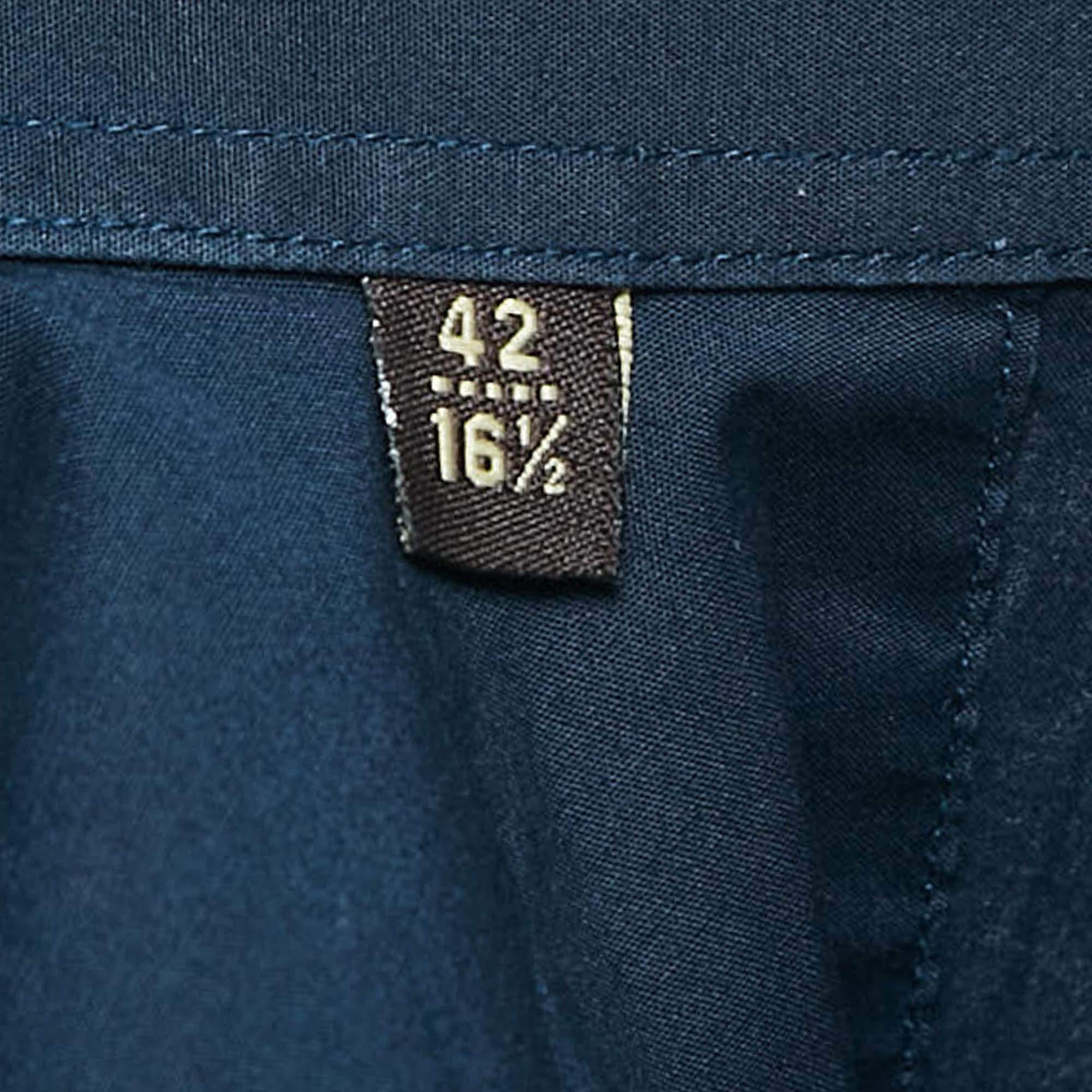 Roberto Cavalli Navy Blue Cotton Button Front Shirt XL For Sale 4