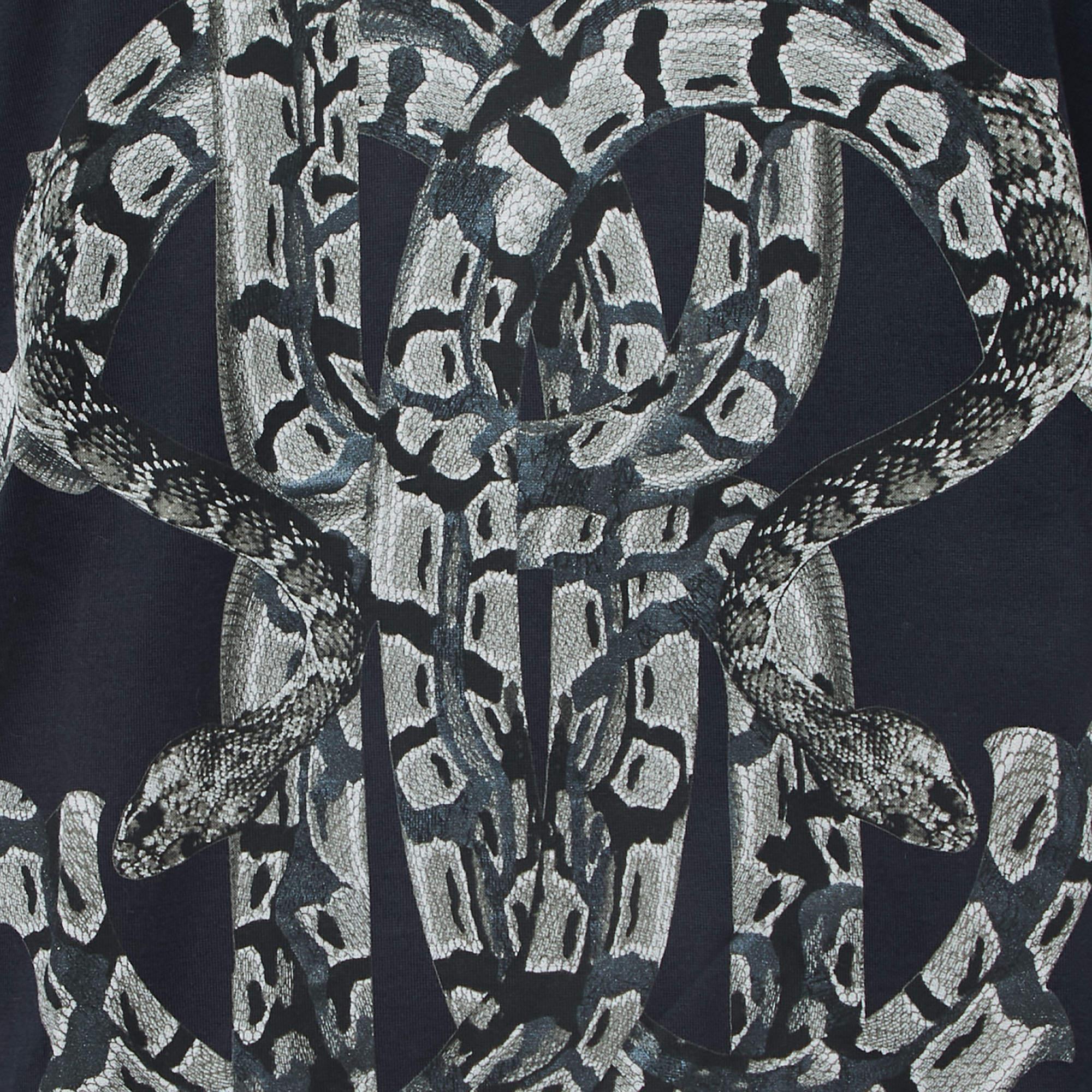 Black Roberto Cavalli Navy Blue Logo Print Cotton V-Neck Half Sleeve T-Shirt M For Sale