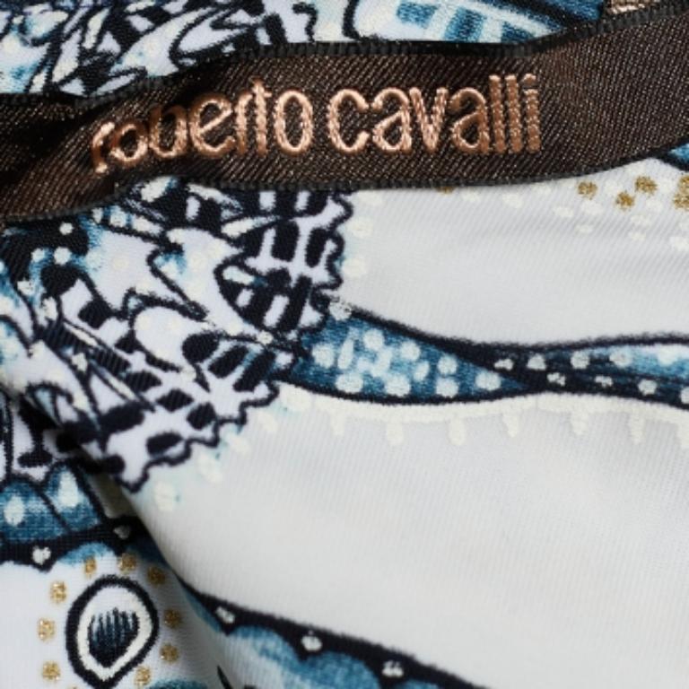 Roberto Cavalli Top sintetico stampato blu navy I.L.A. In condizioni buone in vendita a Dubai, Al Qouz 2