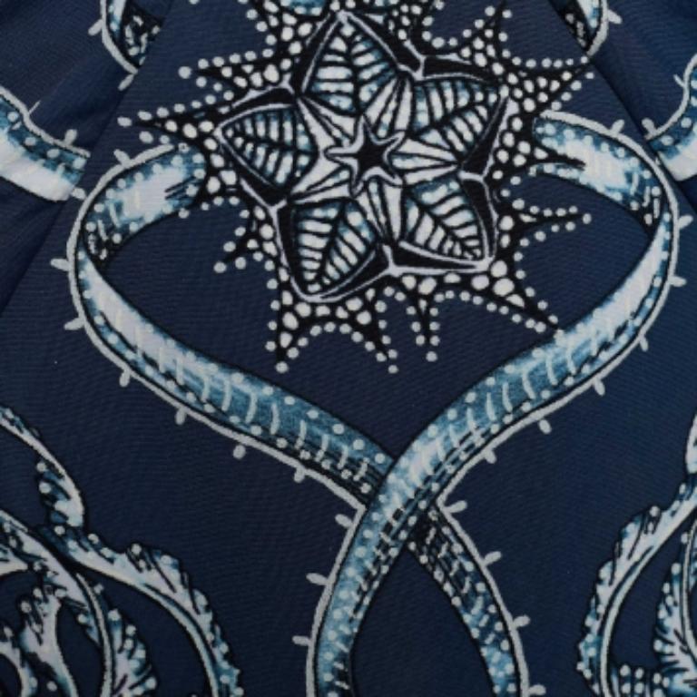 Roberto Cavalli Top sintetico stampato blu navy I.L.A. in vendita 1