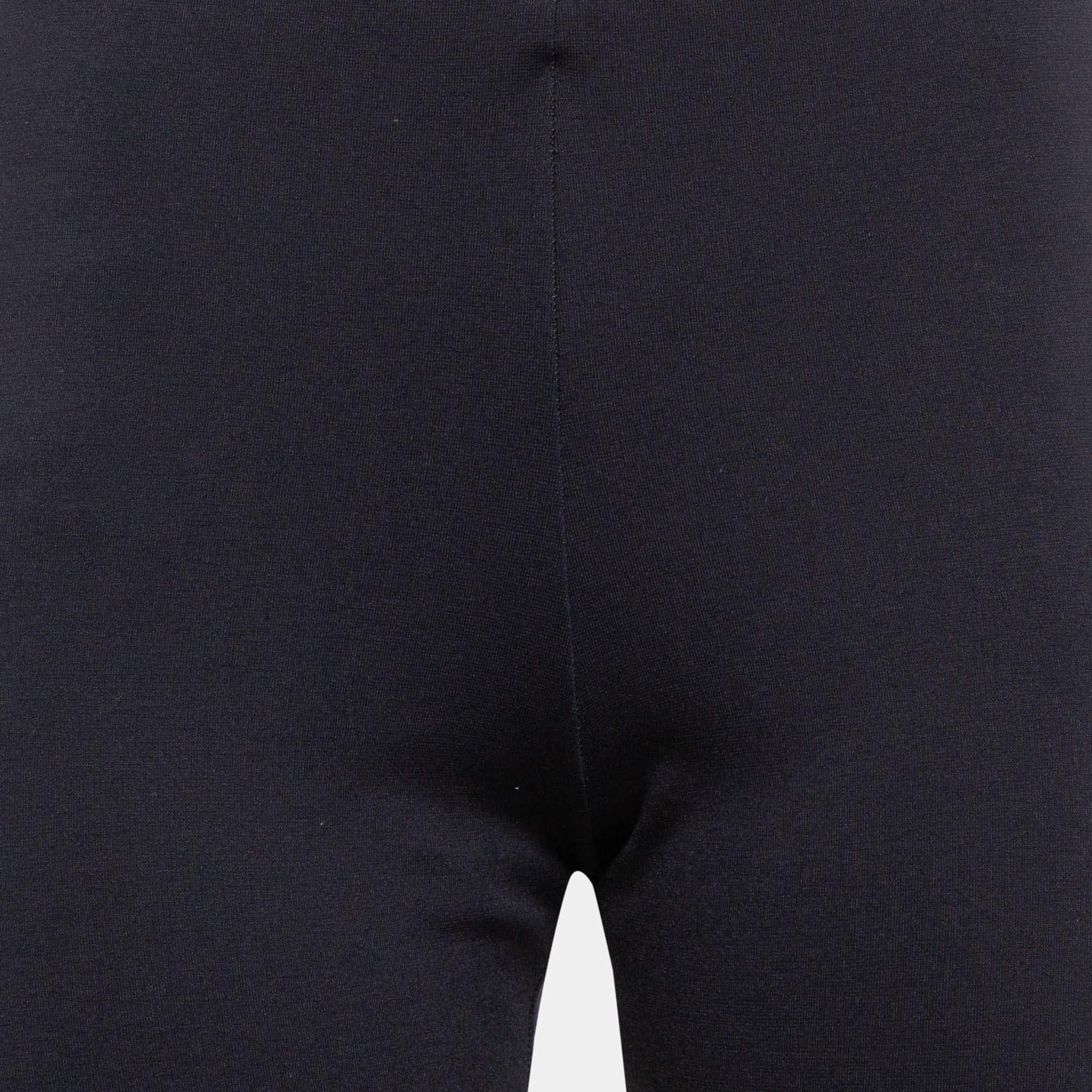 Black Roberto Cavalli Navy Blue Stretch Knit Leggings M For Sale
