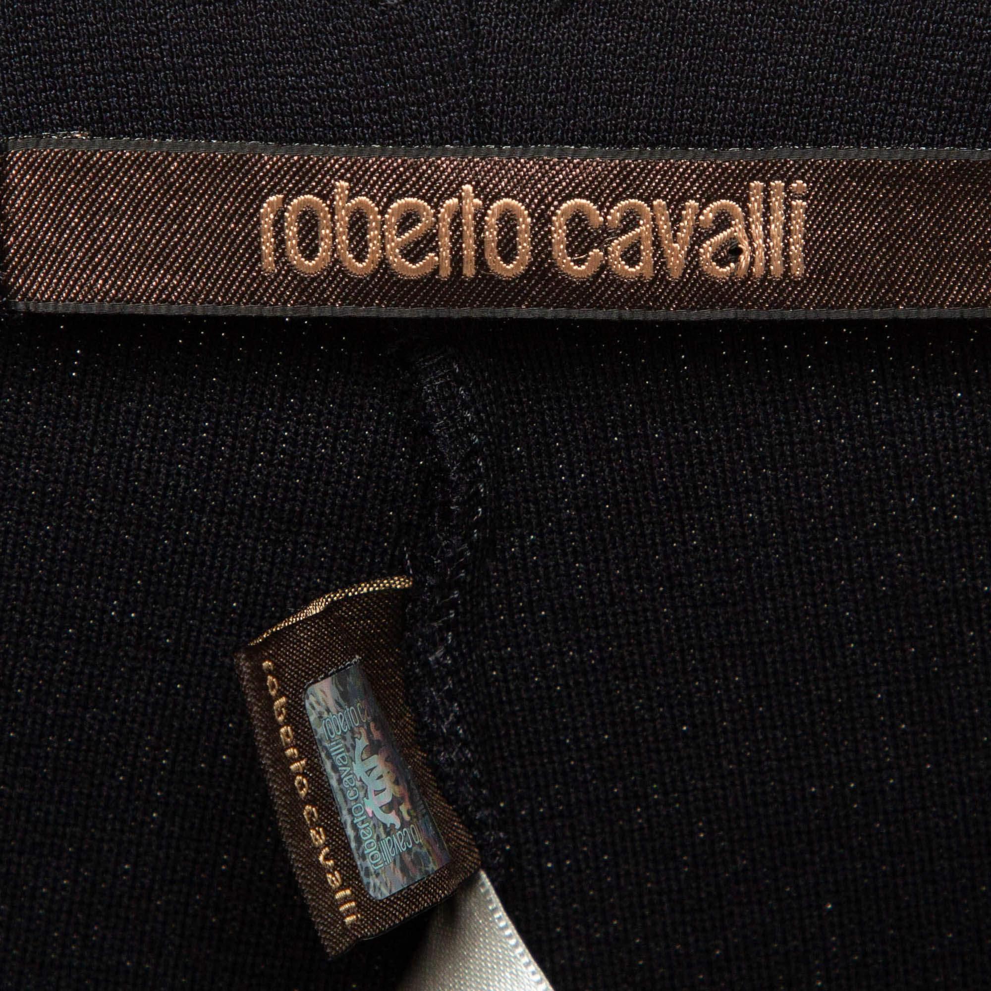 Roberto Cavalli Navy Blue Stretch Knit Leggings M In Excellent Condition For Sale In Dubai, Al Qouz 2