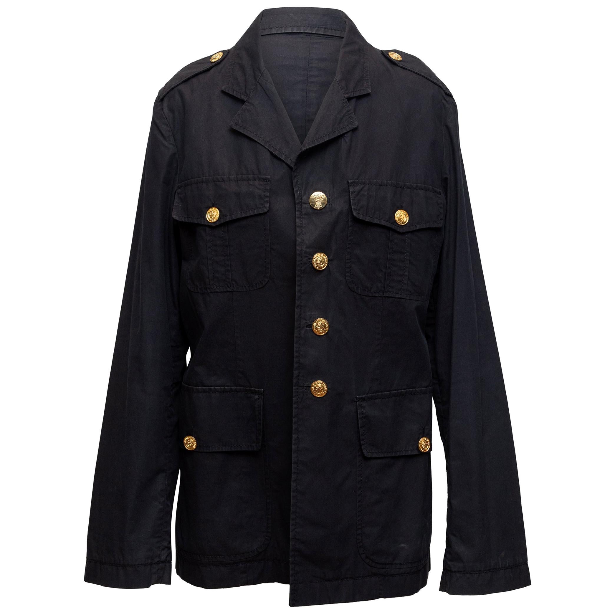 Roberto Cavalli Navy Cotton Cargo Jacket
