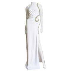 Roberto Cavalli New One Sleeve Silk Gown with Cut out Waist