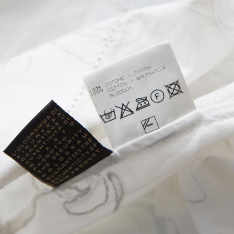 Roberto Cavalli Off White Foil Printed Cotton Sleeveless Wrap Top M 2