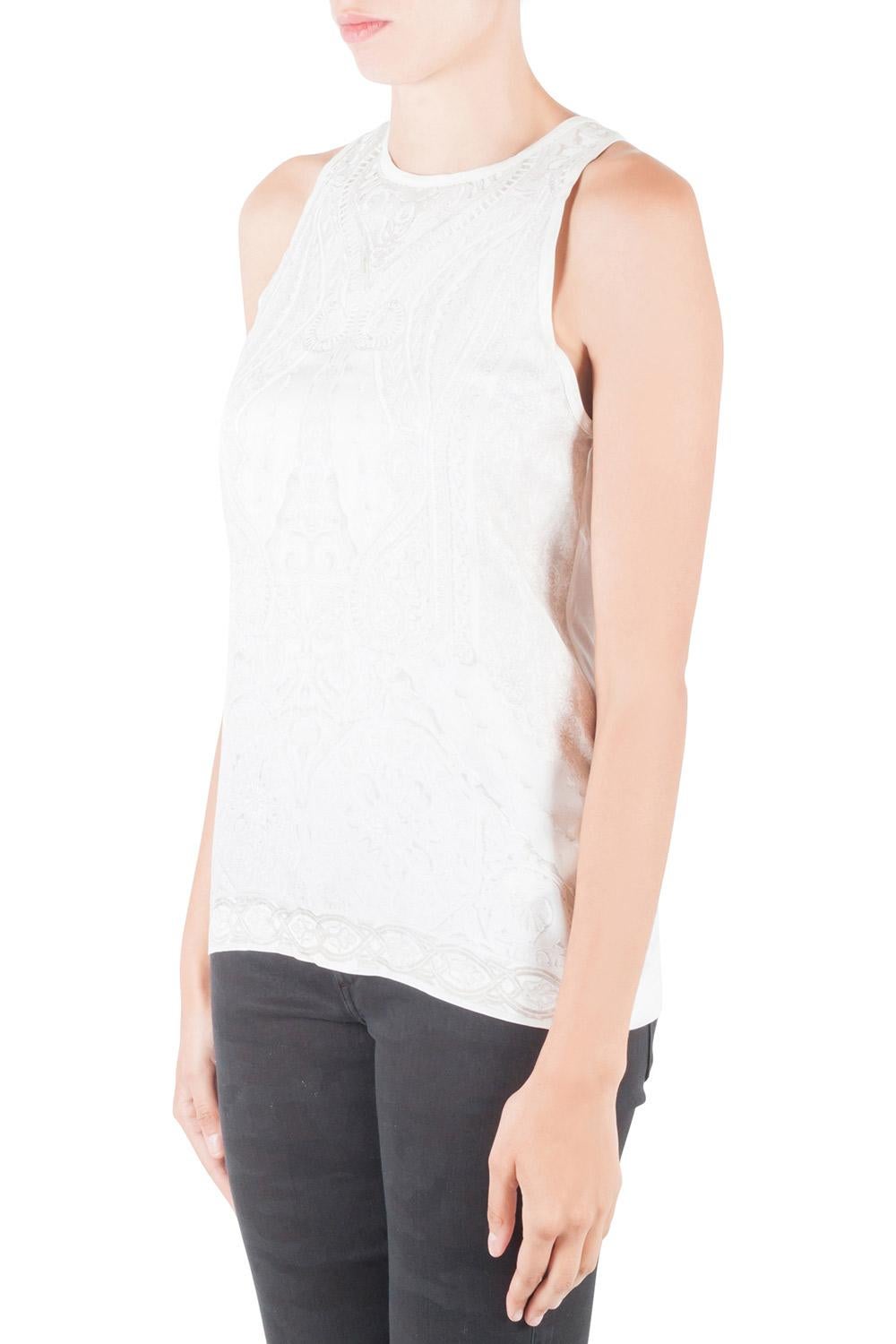 The tank top reflects elegance and sophistication. This Roberto Cavalli piece features a mixed media printed design that enhances the appeal of the creation. Tailored from a silk blend, it will provide you with a smooth fit.

Includes: The Luxury