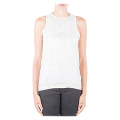 Roberto Cavalli Off White Mixed Media Printed Silk Racer Back Tank Top M