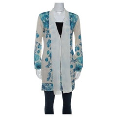 Roberto Cavalli Off-White Underwater Print Wool Blend Cardigan M