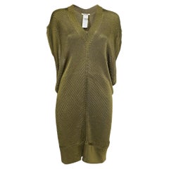 Roberto Cavalli Olive Green Knit Back Cutout Midi Dress M