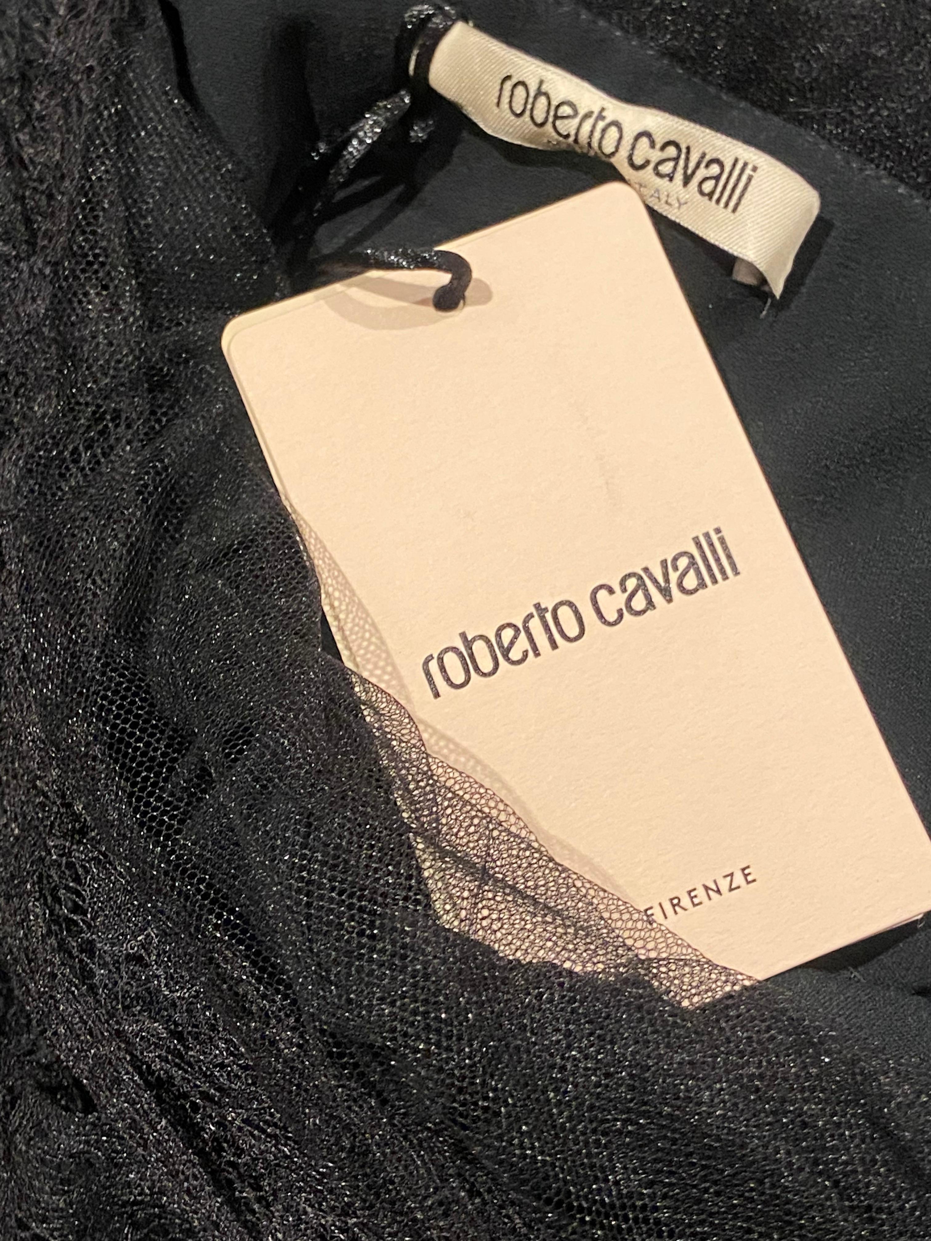 Roberto Cavalli Ein-Schulter-Kleid aus schwarzer Spitze im Angebot 3