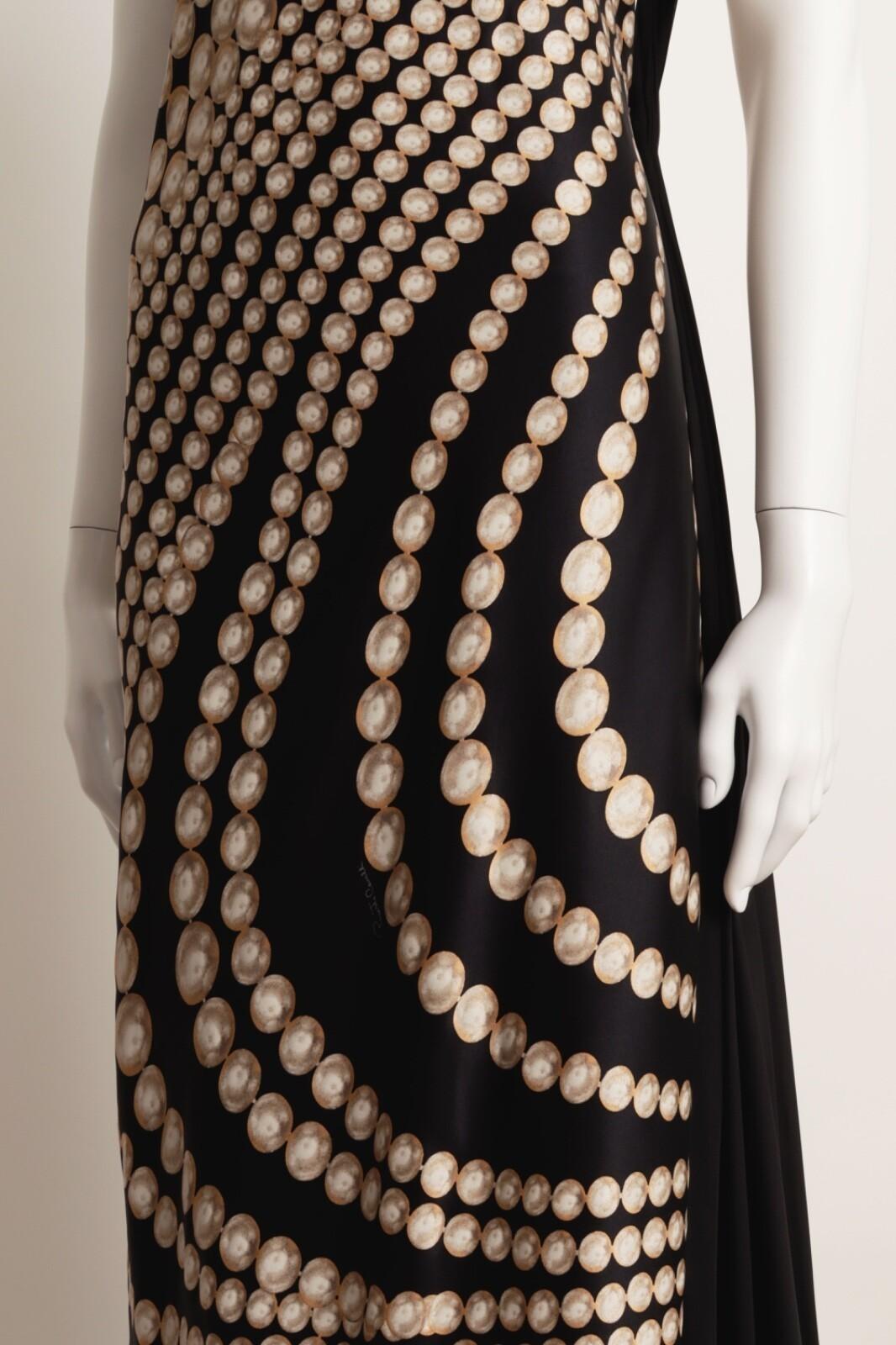 Roberto Cavalli - Robe longue asymétrique en soie noire crème or en vente 5