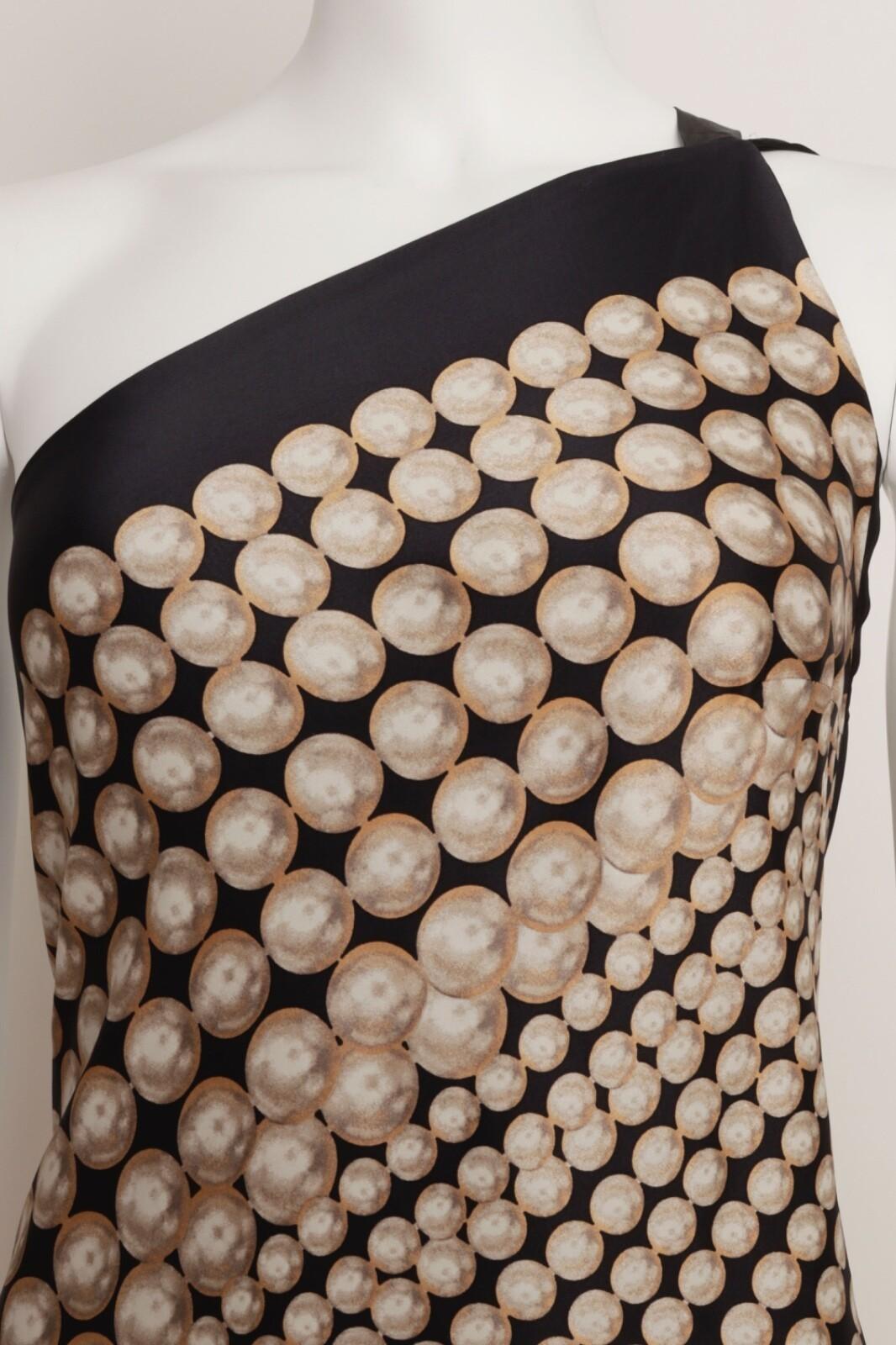 Roberto Cavalli - Robe longue asymétrique en soie noire crème or en vente 3