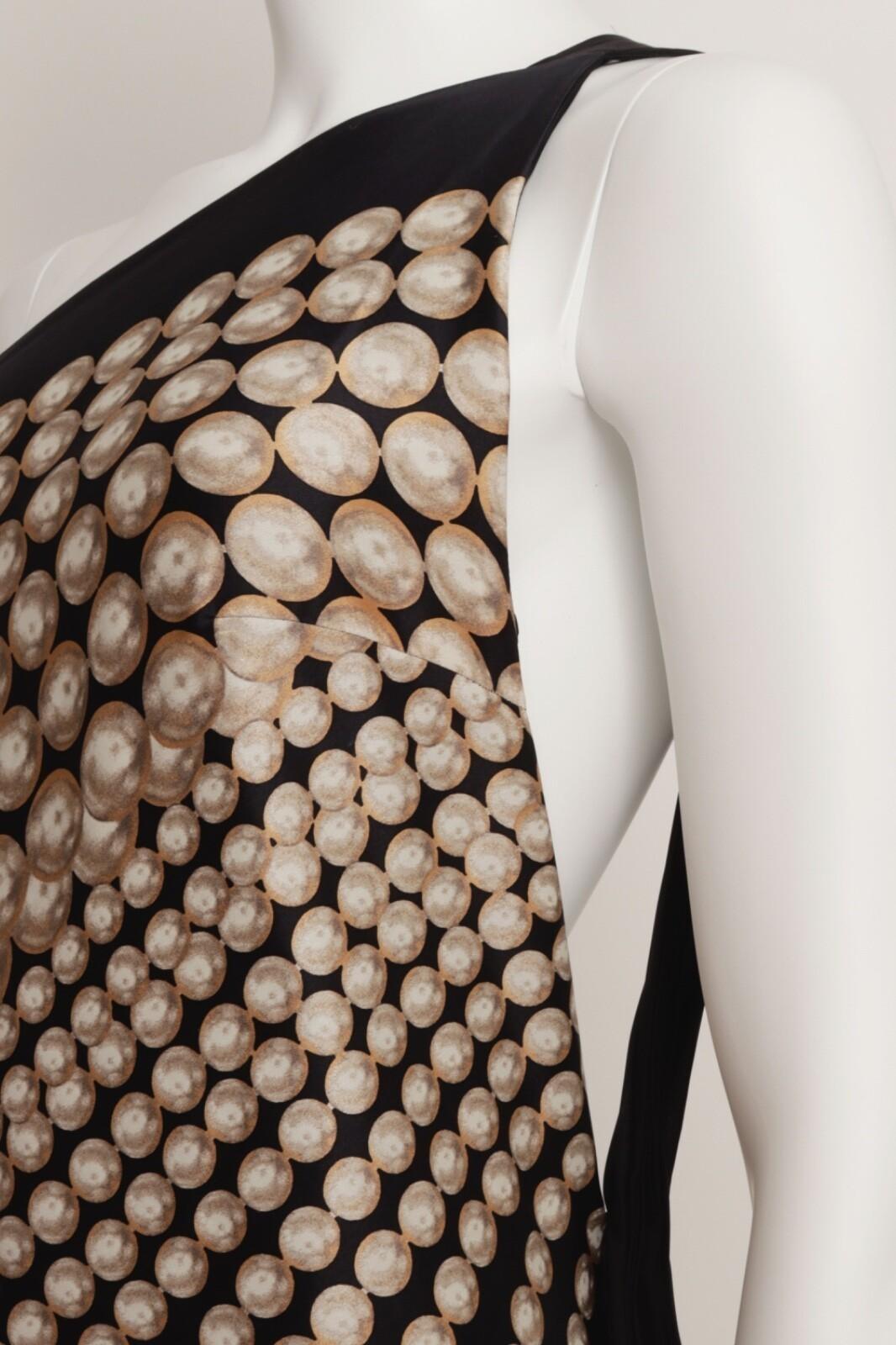 Roberto Cavalli - Robe longue asymétrique en soie noire crème or en vente 4