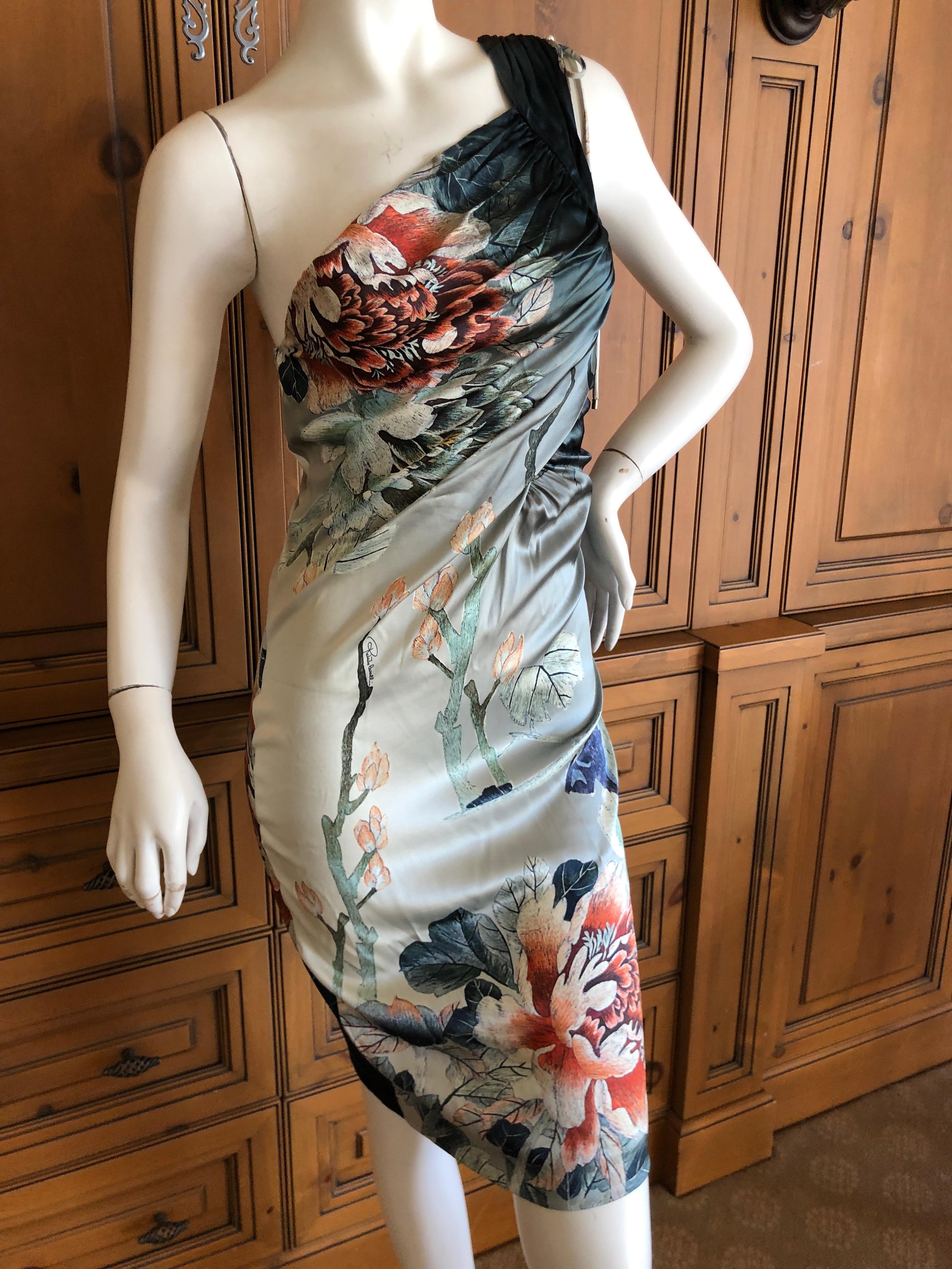 Roberto Cavalli One Shoulder Silk Cocktail Dress New In Excellent Condition In Cloverdale, CA