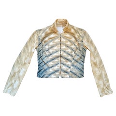 Roberto Cavalli Optische Illusion Regenbogen Glänzend gestreifte Gold Goldene Metalljacke