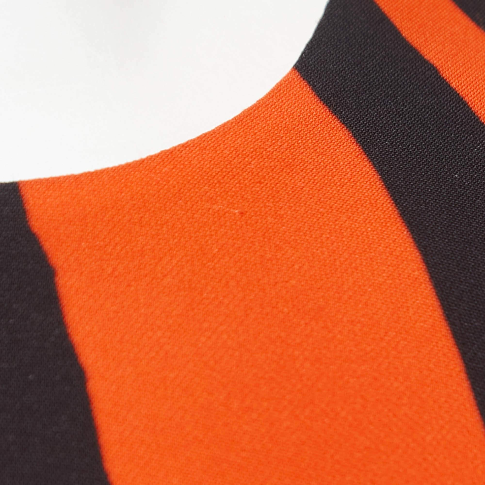 Roberto Cavalli Orange Animal Printed Full Sleeve Draped Asymmetrical Dress S 1