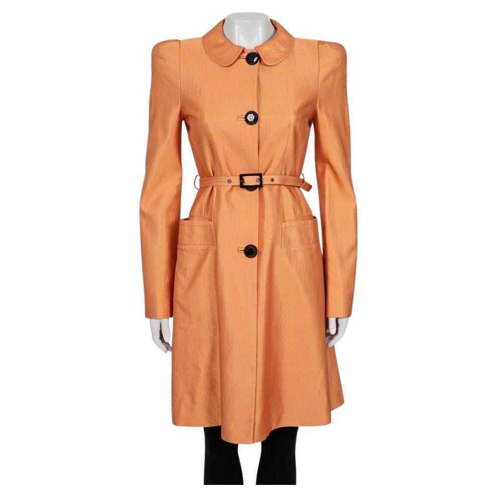 Roberto Cavalli Orange Belted Trench Coat - Size M For Sale