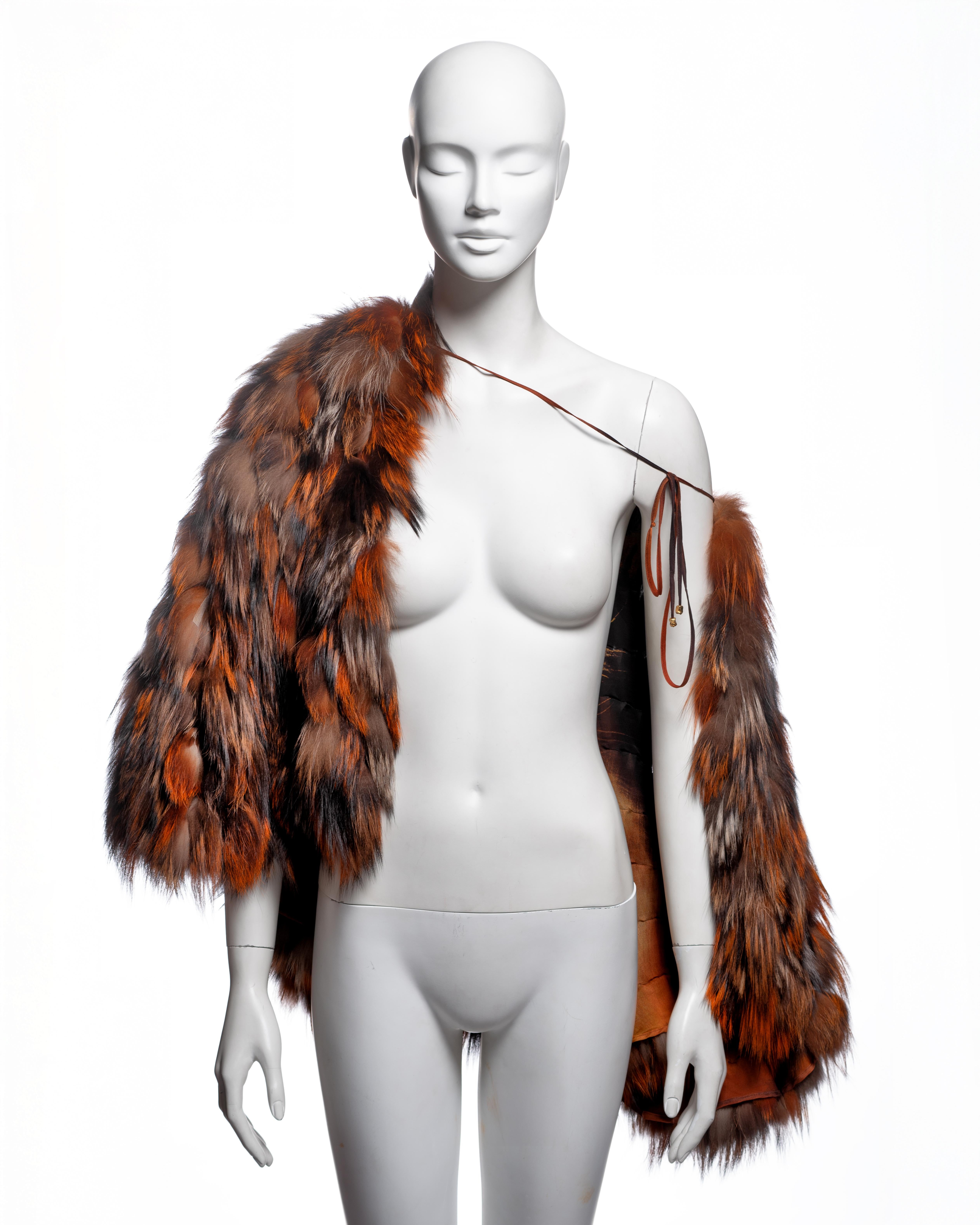 Roberto Cavalli Cape en fourrure de renard orange, FW 2000 Excellent état - En vente à London, GB