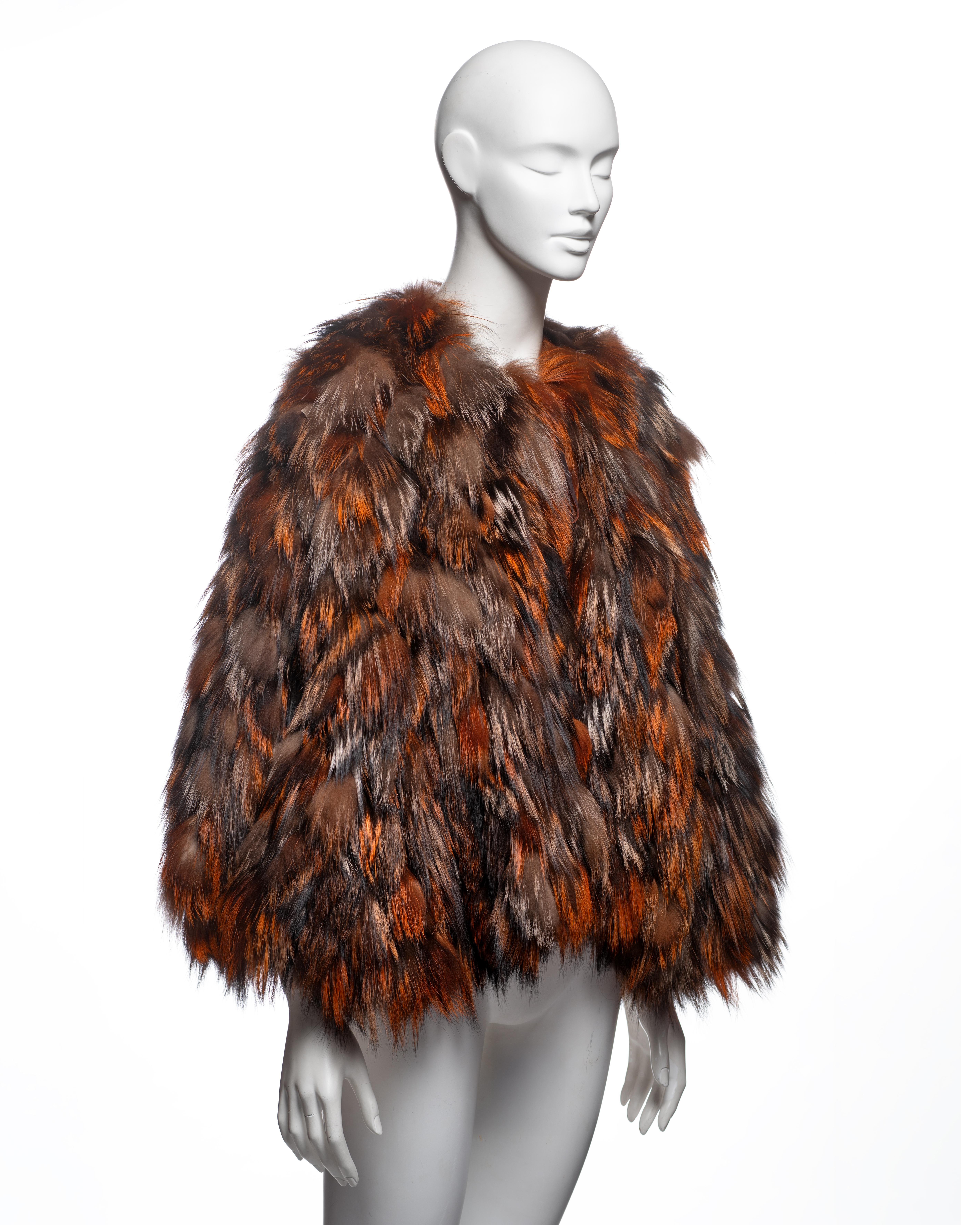 Roberto Cavalli Cape en fourrure de renard orange, FW 2000 Pour femmes en vente