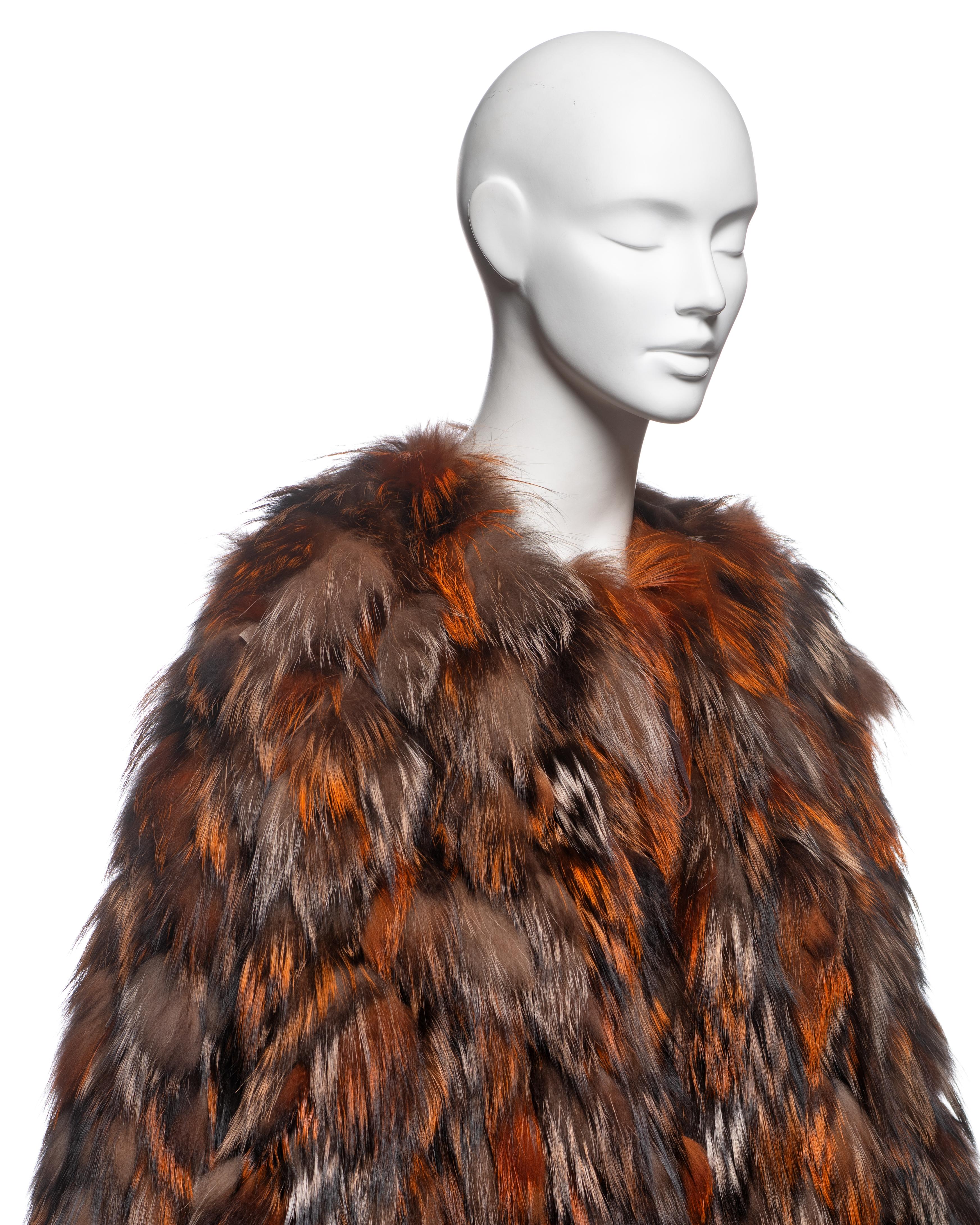 Roberto Cavalli Cape en fourrure de renard orange, FW 2000 en vente 1