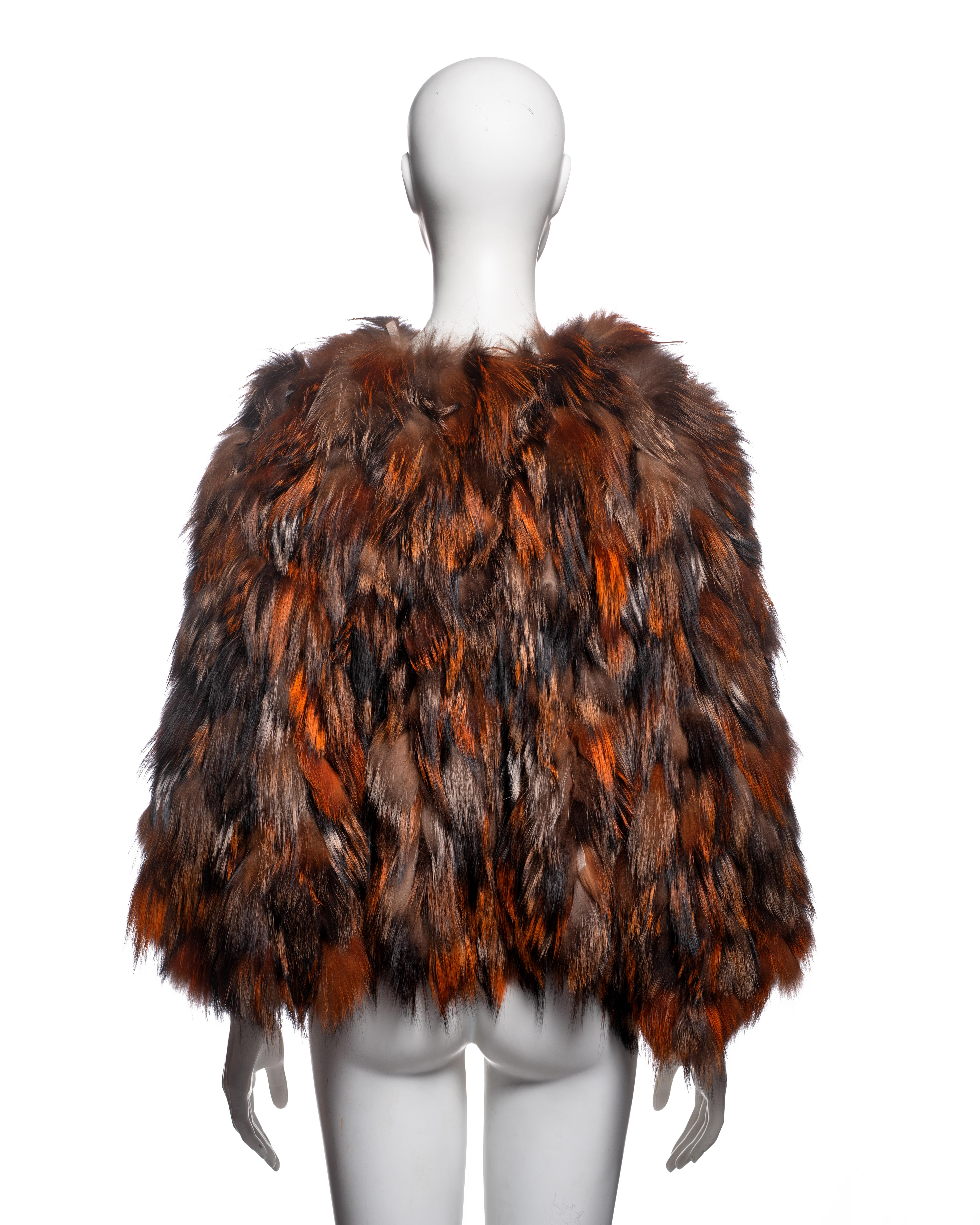 Roberto Cavalli Cape en fourrure de renard orange, FW 2000 en vente 3