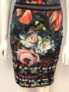 Roberto Cavalli painted floral print vintage dress
