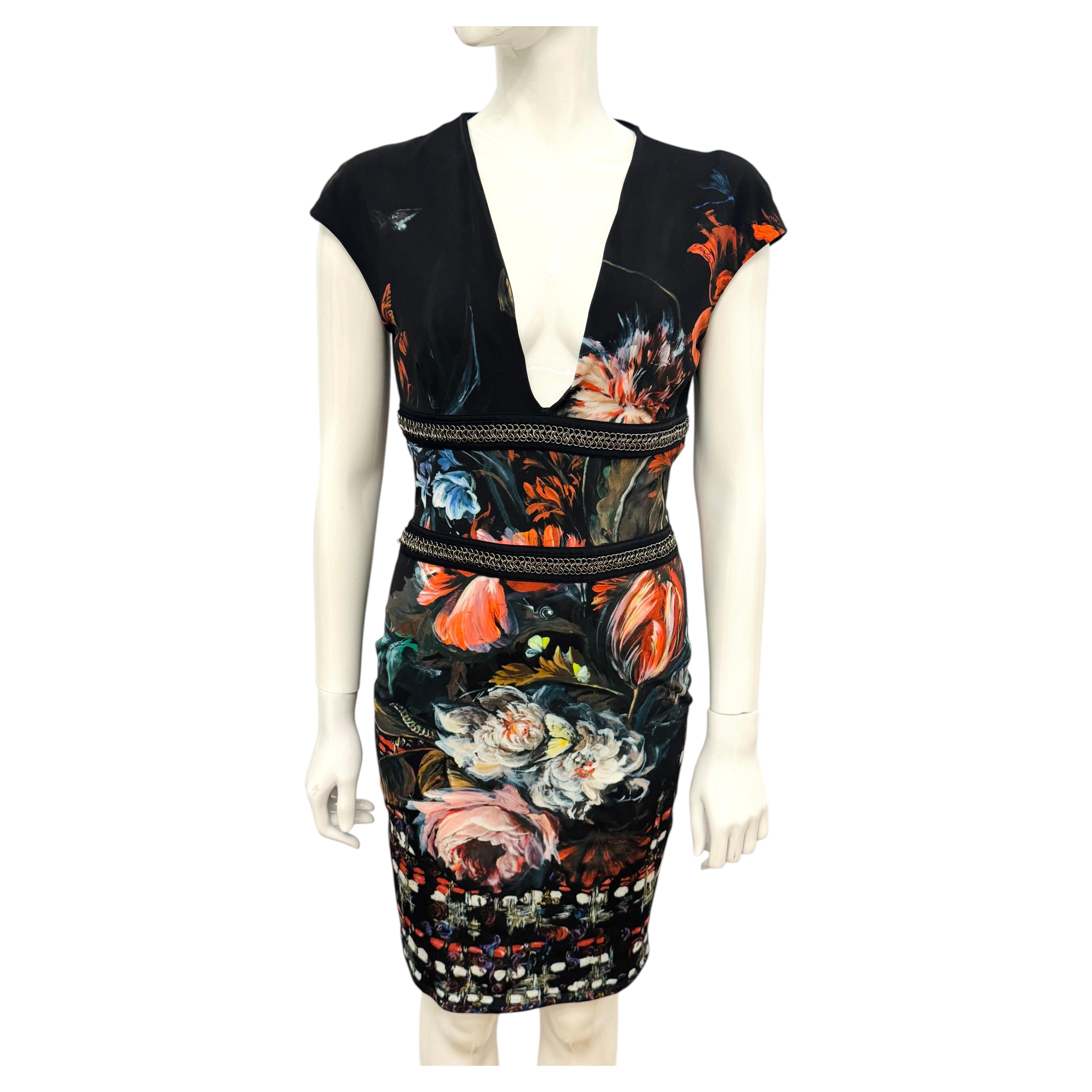 Vintage-Kleid von Roberto Cavalli mit gemaltem Blumenmuster